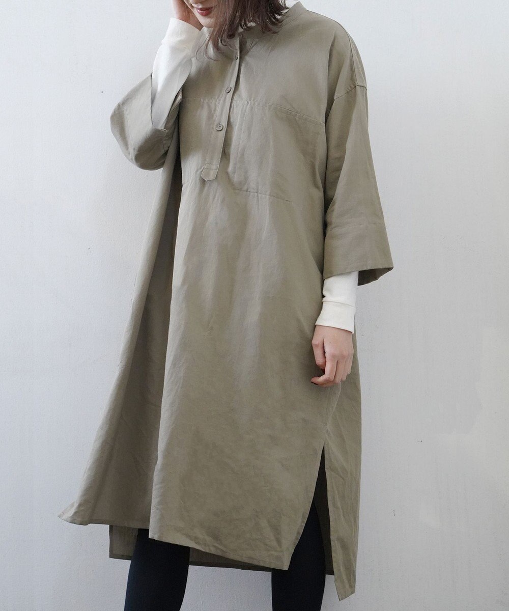 WHITE MAILS 【WOMEN】COTTON PAPER SOFT TWILL ワイドスリーブドレス 