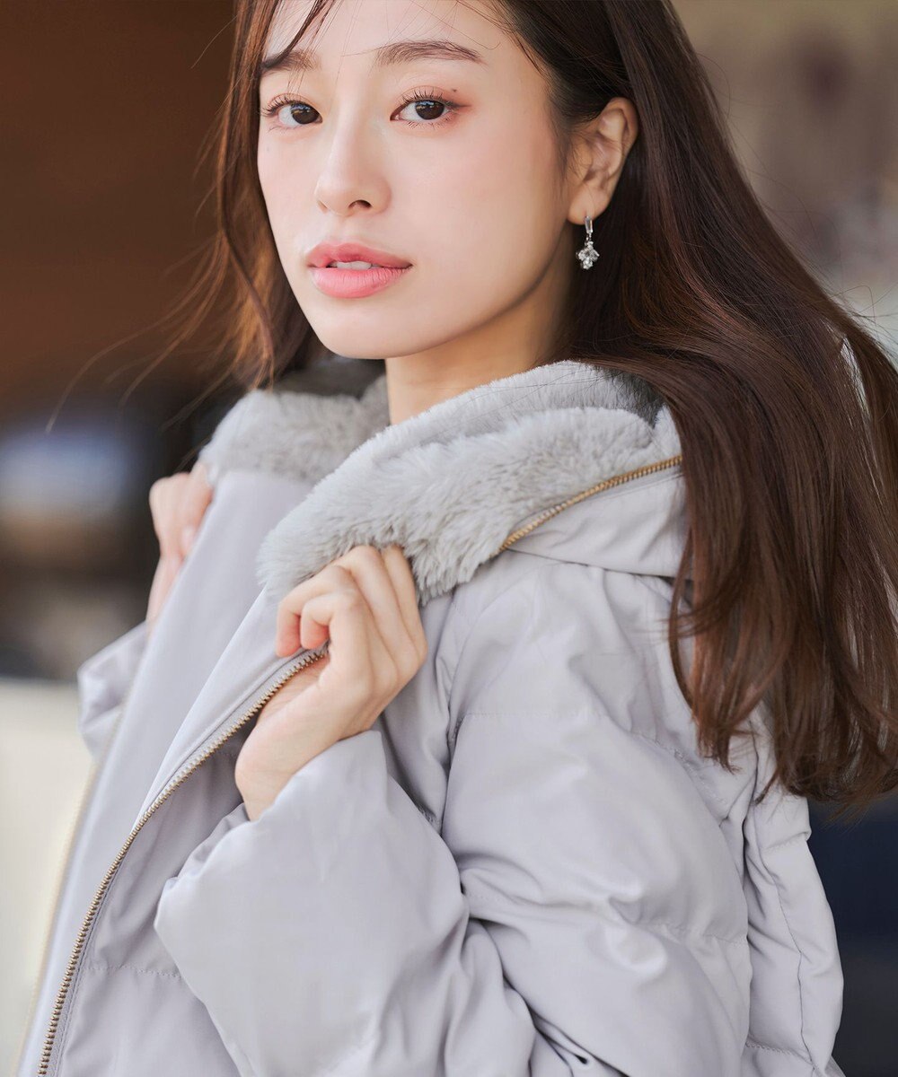 Tiaclasse フード裏エコファーダウンコート 