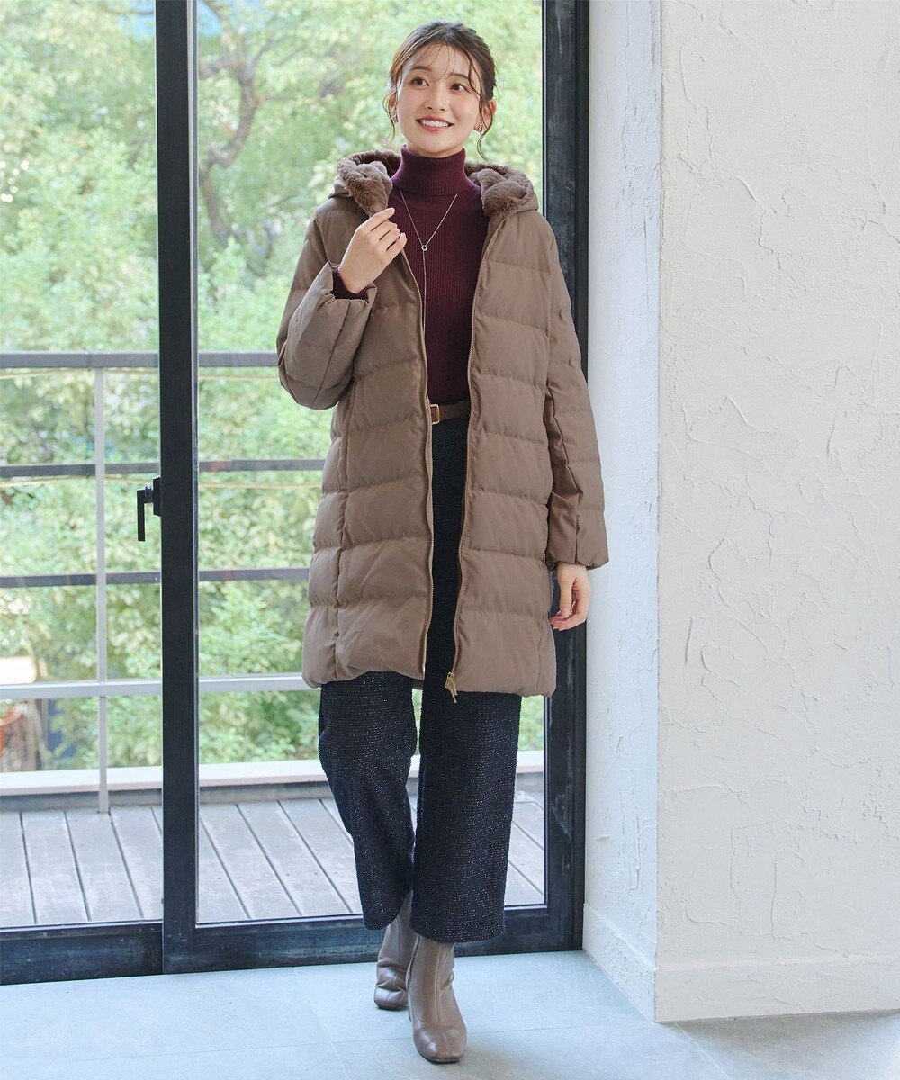 Tiaclasse フード裏エコファーダウンコート 