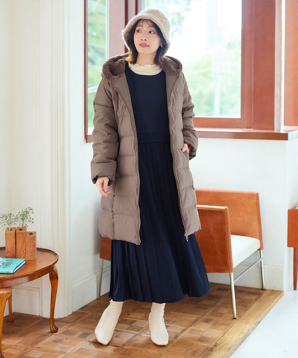 Tiaclasse フード裏エコファーダウンコート 