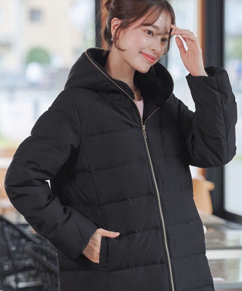 Tiaclasse フード裏エコファーダウンコート 