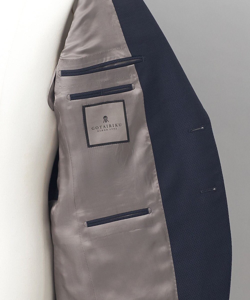 GOTAIRIKU 【御幸毛織】ドライスピナーツイルストレッチスーツ_ネイビー格子 