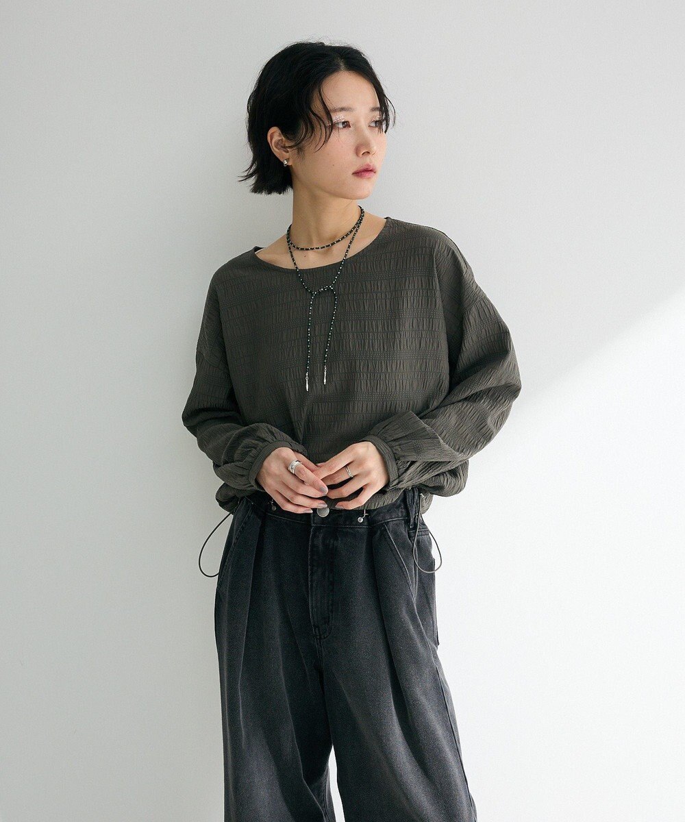 Green Parks 裾ドロスト表面長袖プルオーバー 