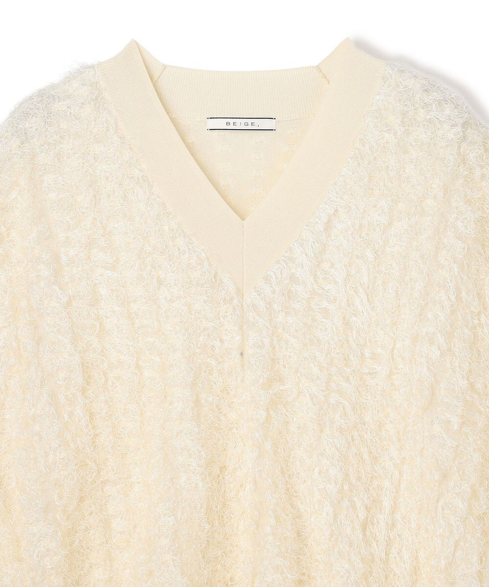 BEIGE， LYCORIS / カットフリンジ Vネックニット 