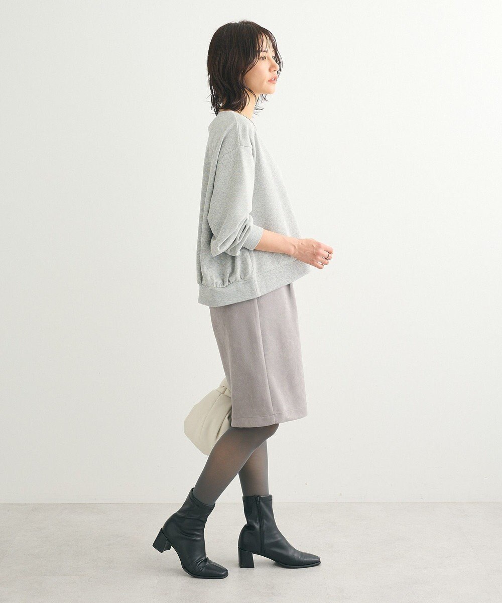 Green Parks ショート丈ラメ裏毛ボートネックプルオーバー 