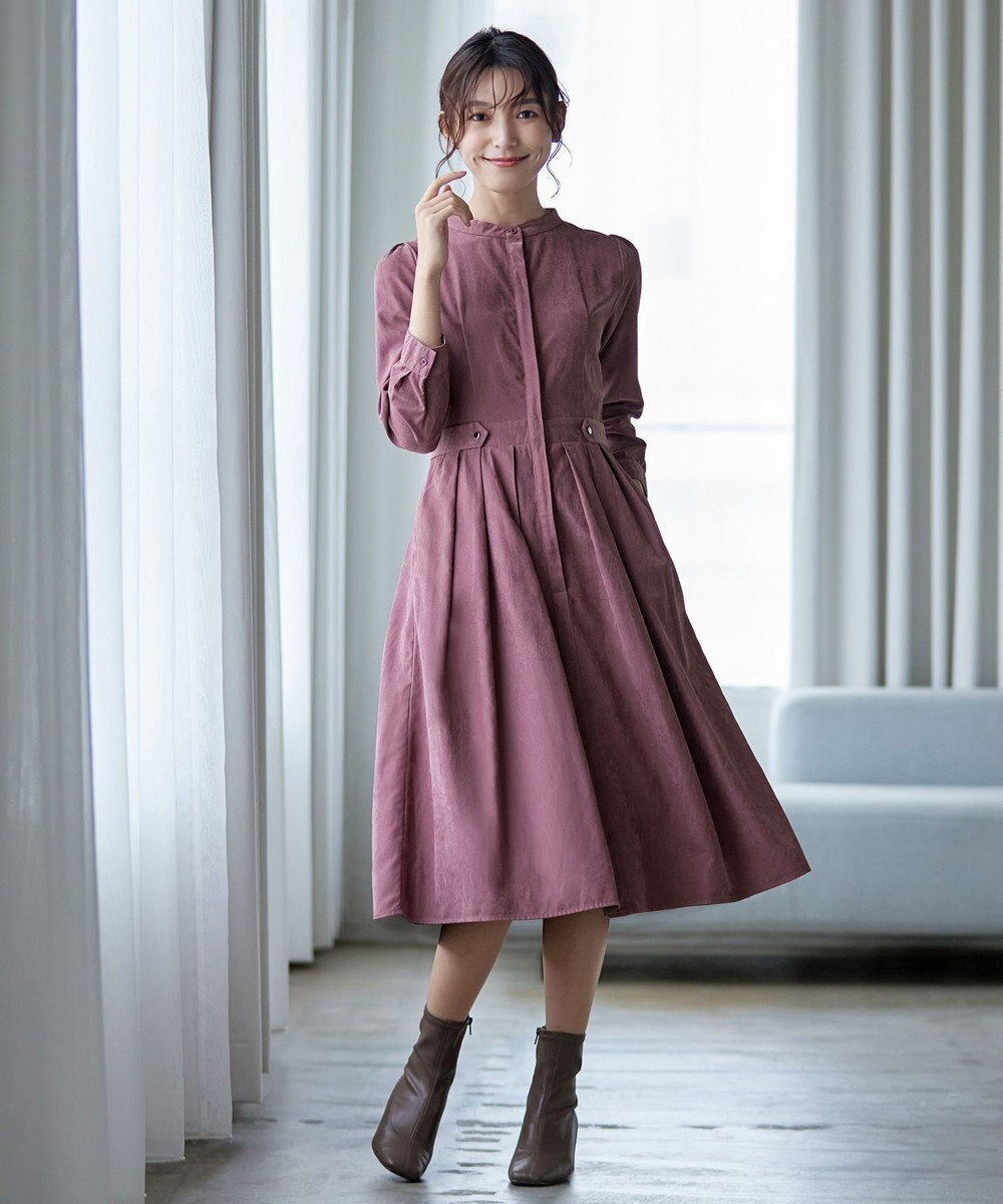 Tiaclasse 【新色追加・洗える】ピーチスキンバンドカラーワンピース 