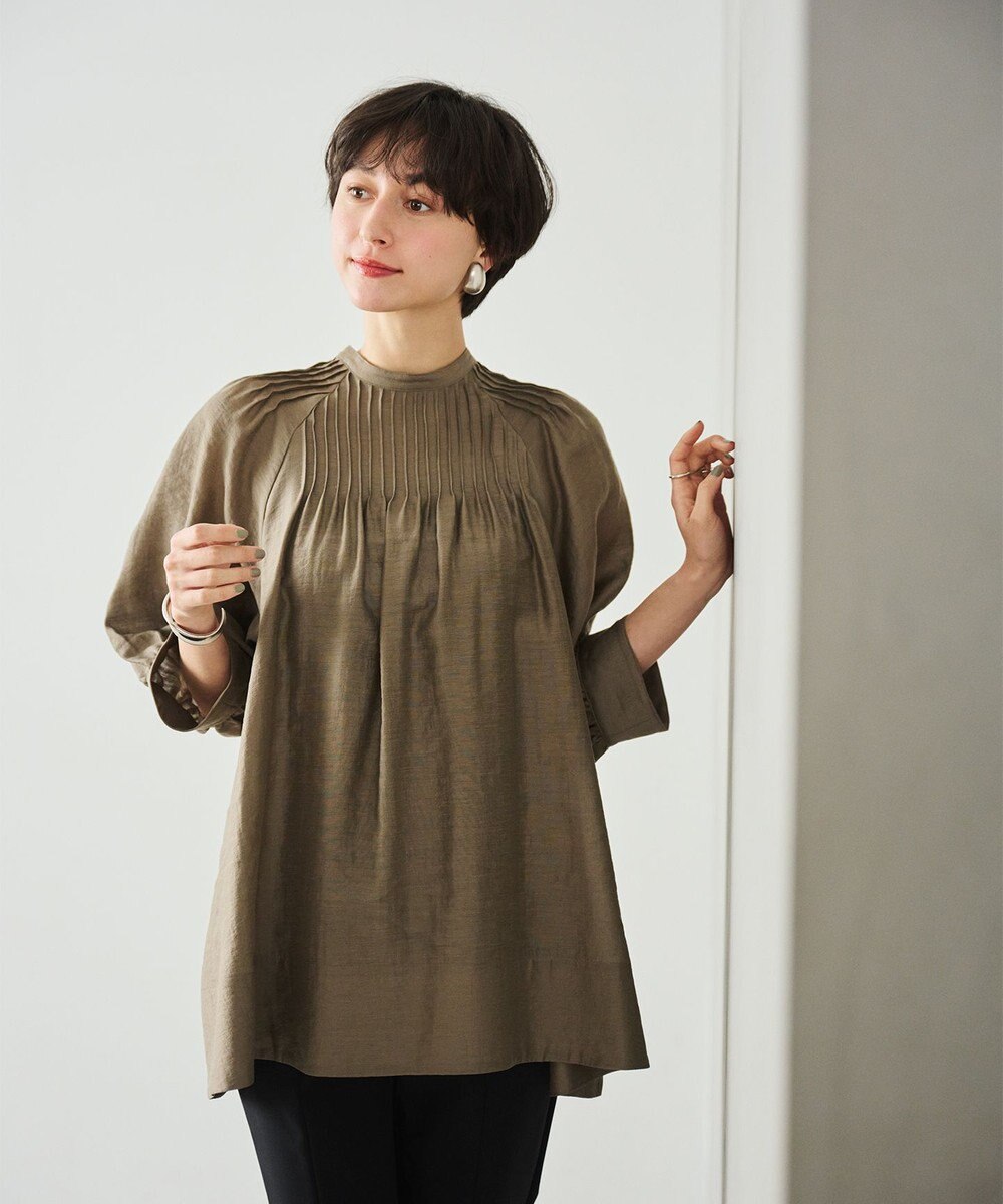 #Newans 【金子綾さんインスタライブご紹介アイテム】（前後着用可能）ピンタックシアーブラウス 