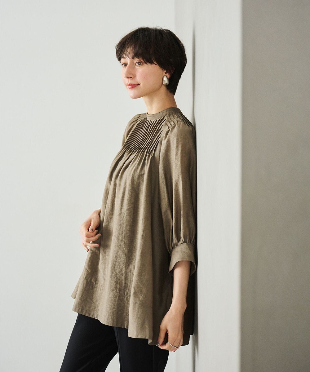 #Newans 【金子綾さんインスタライブご紹介アイテム】（前後着用可能）ピンタックシアーブラウス 