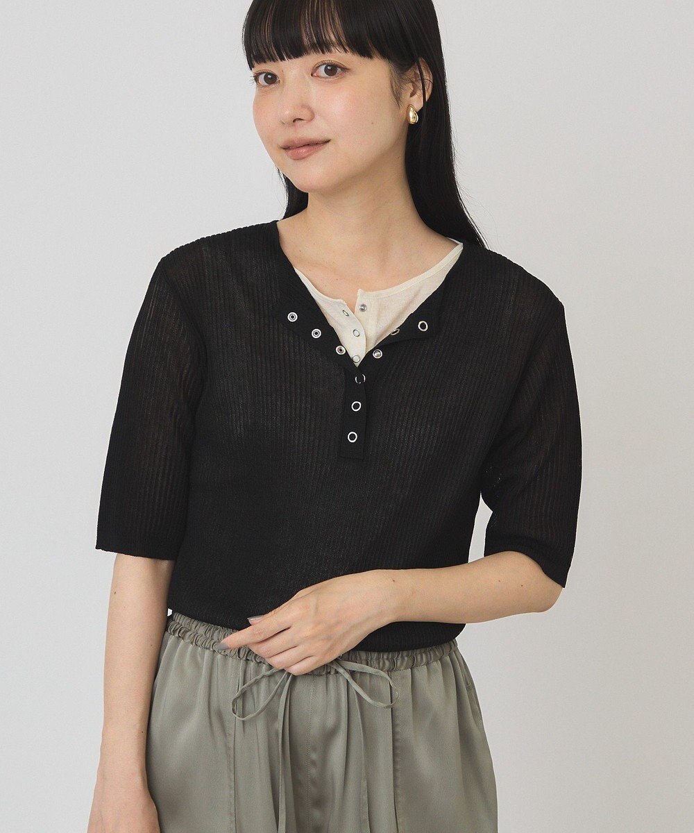 AMERICAN HOLIC 【2点セット】シアーリブヘンリーネックニット＋タンクトップ 