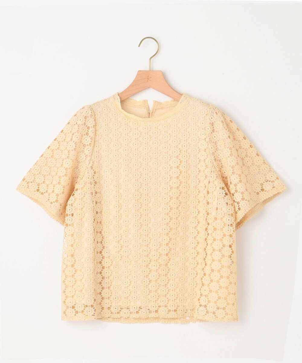 組曲 L フラワーレース半袖ブラウス 