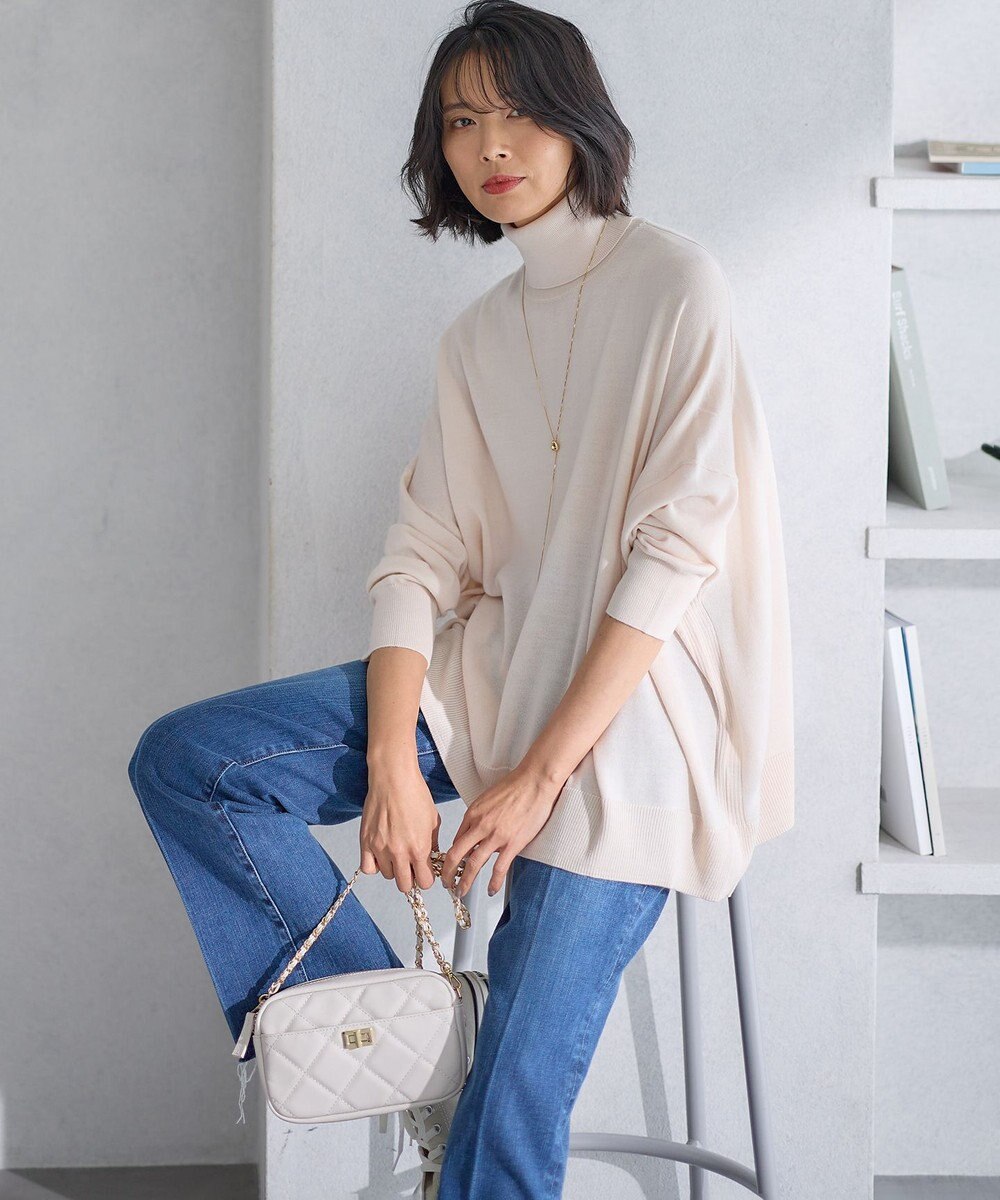 23区 【洗える】ウールブレンド タートルネック ニット 