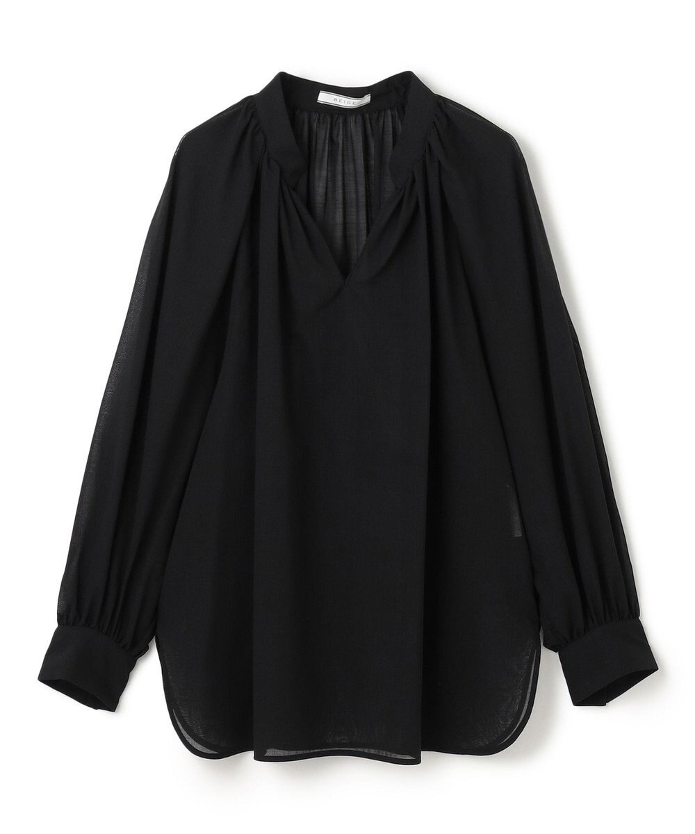 BEIGE， 【洗える】MOYE / シアーウールパフスリーブブラウス 