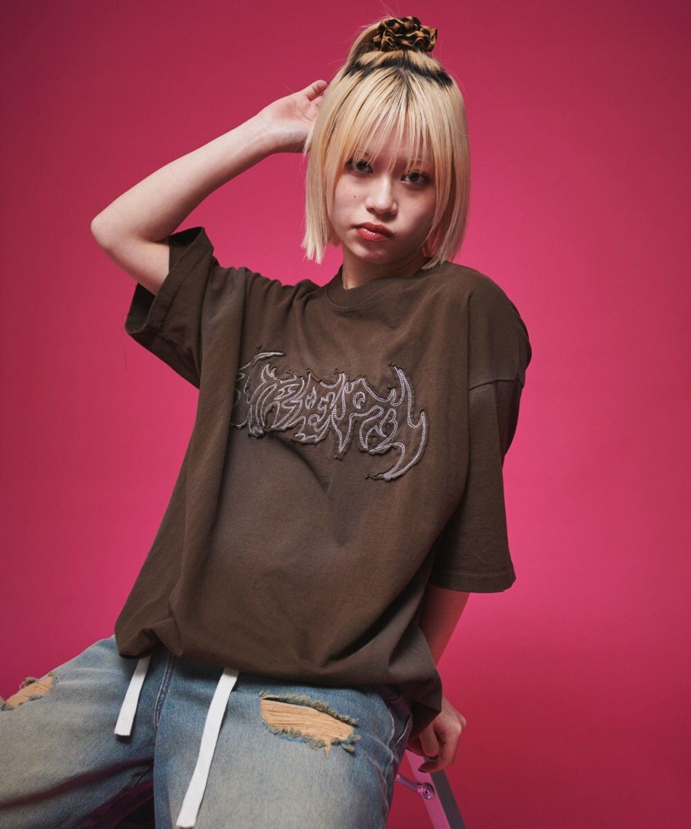 WEGO 【ユニセックス着用ITEM】ダメージアップリケグラフィックT（SS） 