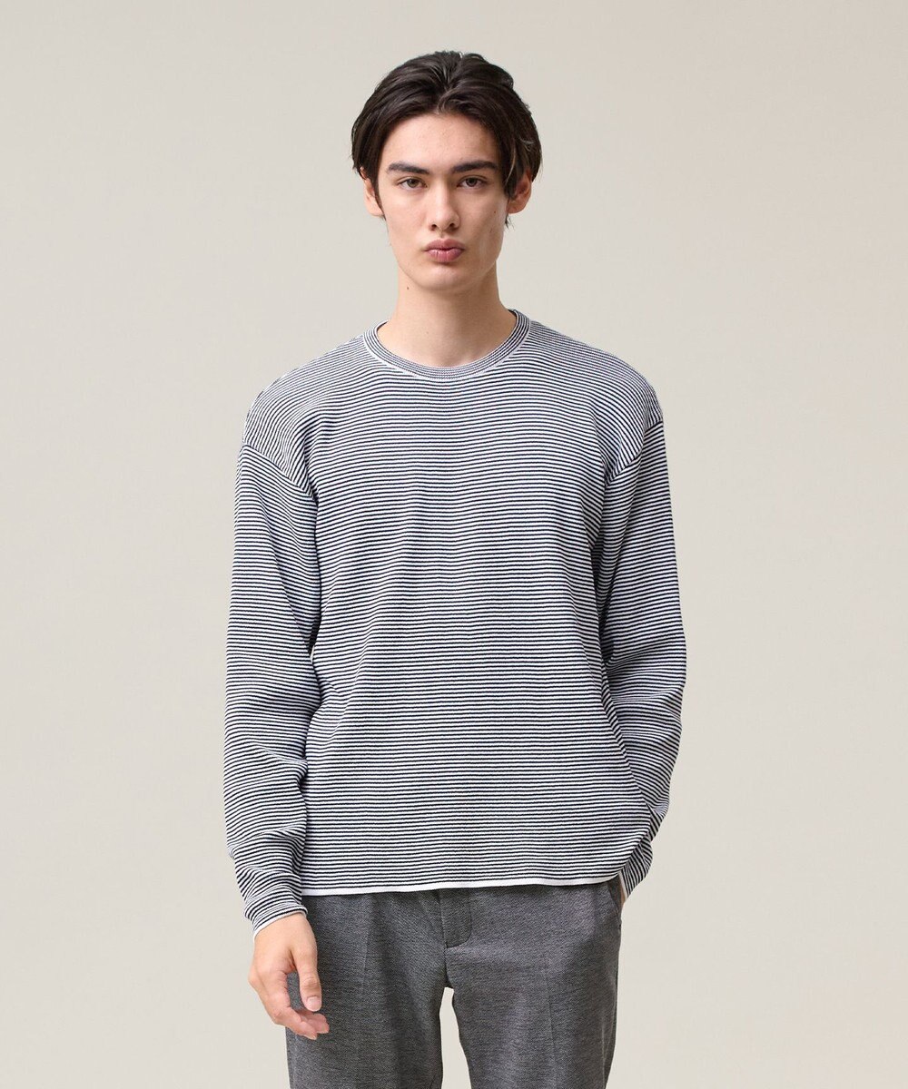 J.PRESS MEN 【Tシャツ感覚で着られる新感覚ニット】ボーダーニット ロングスリーブＴシャツ 