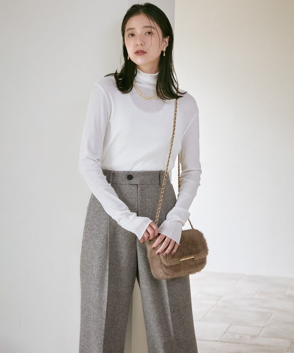 23区 【SLOW/一部店舗限定】新色追加！シアーリブロンTEE タートルネック カットソー 