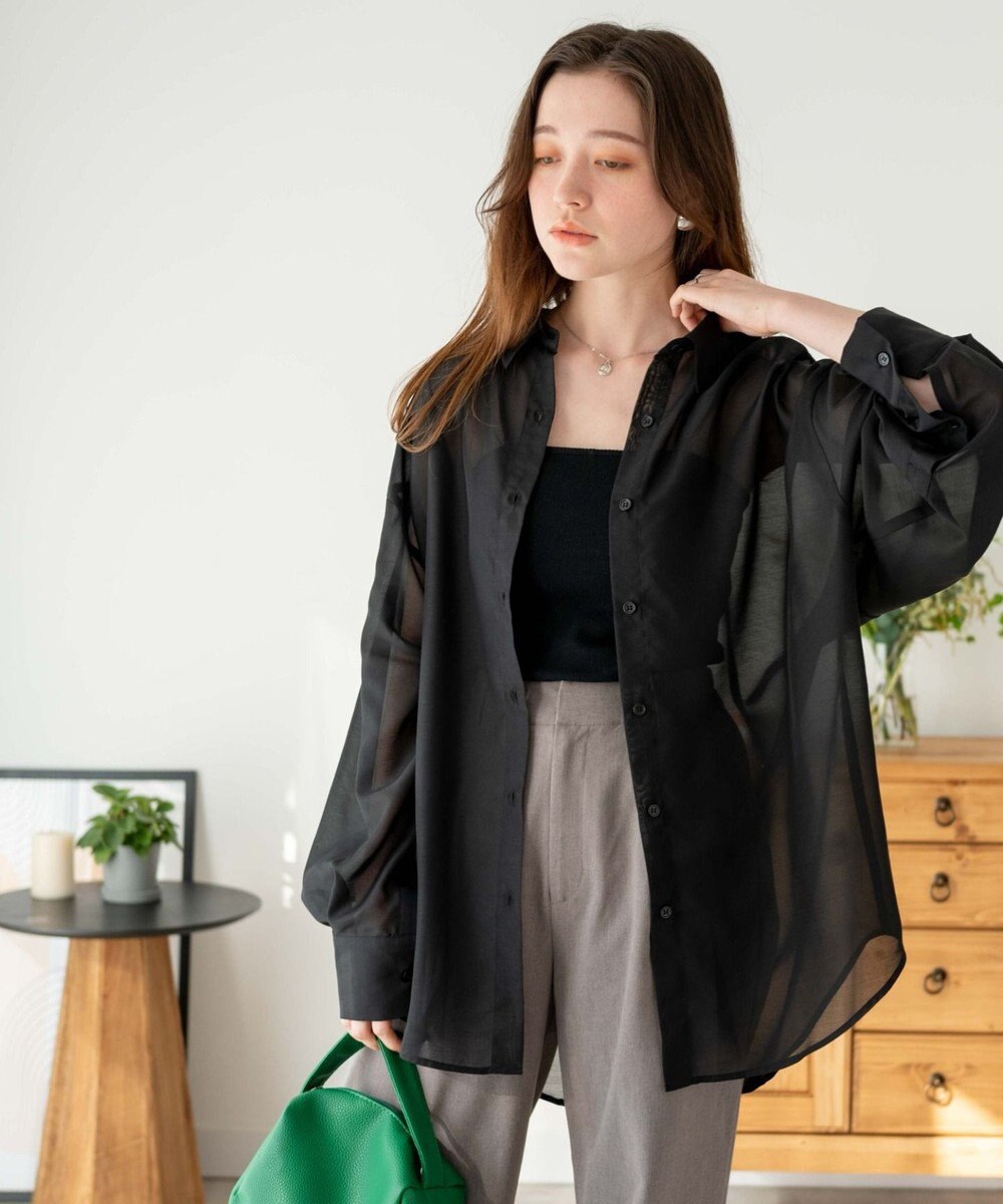 WEGO ボリュームスリーブシアーシャツ 