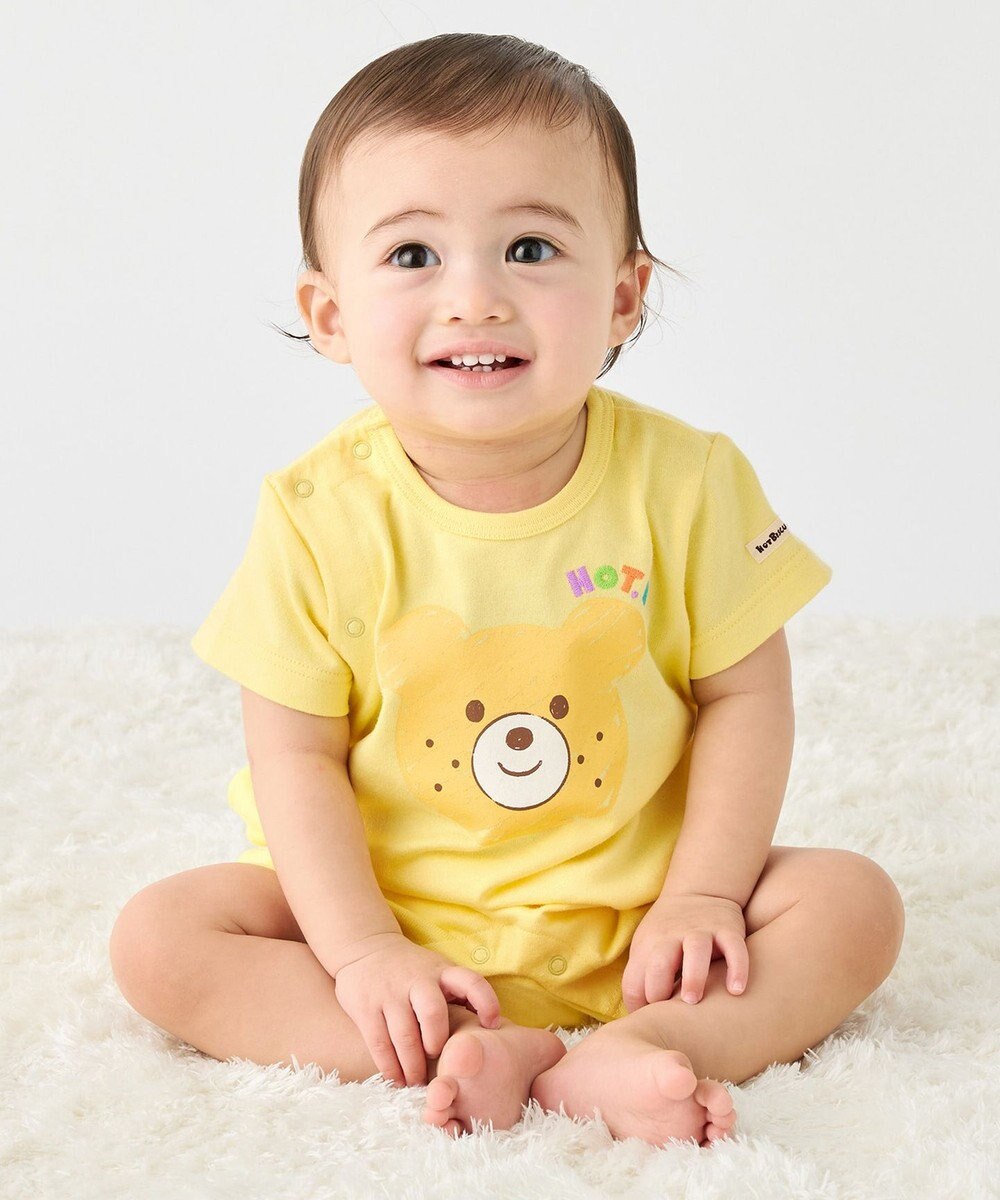 MIKI HOUSE HOT BISCUITS 【70-80cm】カラフルビーンズ フェイスプリント ショートオール 