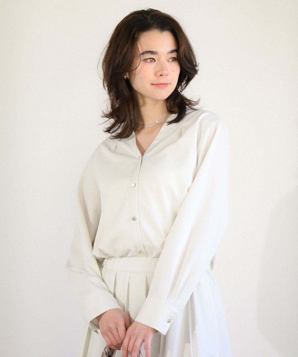 Green Parks ＳＥＴ２点スキッパーブラウス＋プリーツスカート 