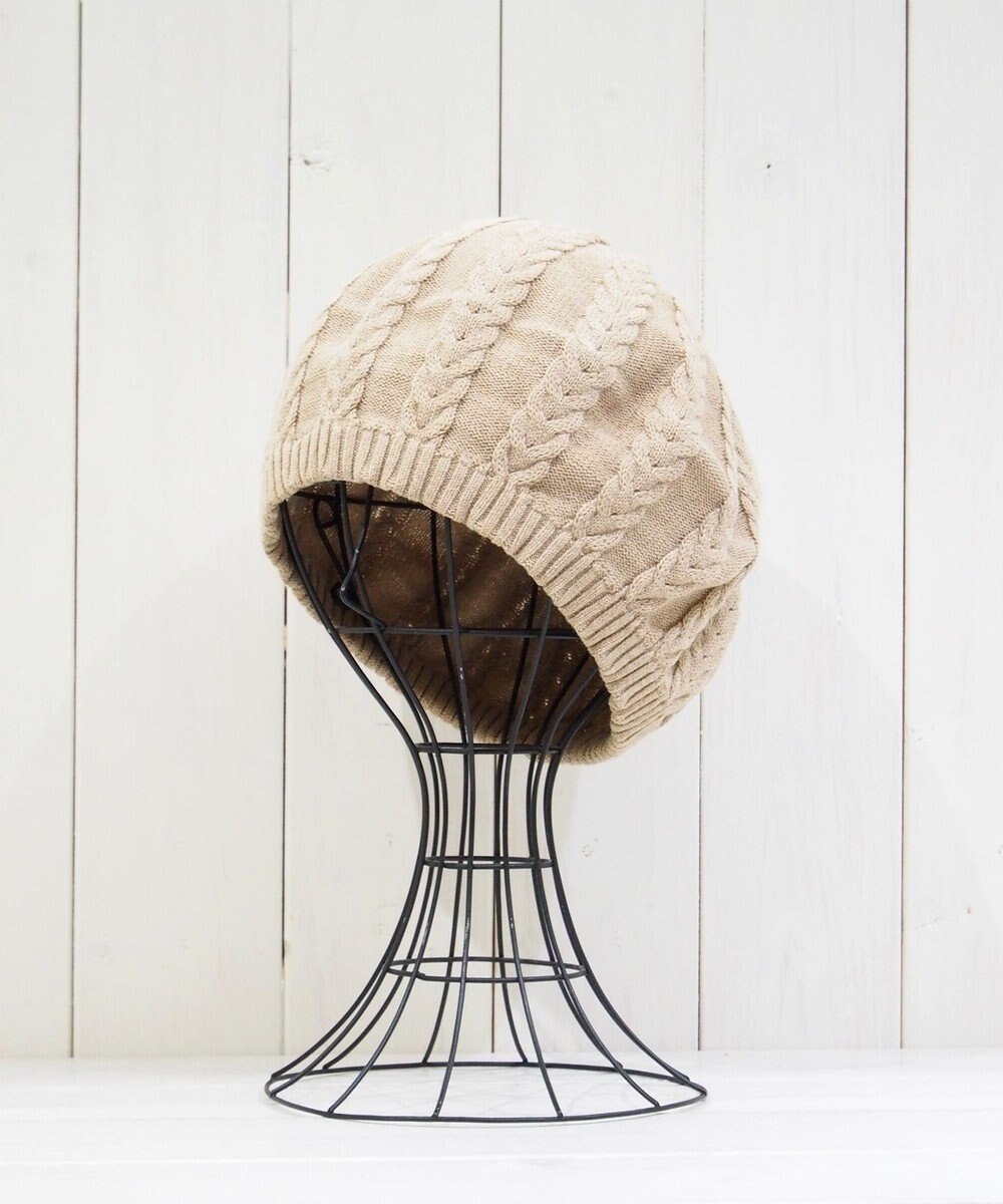 石田製帽 オーガニックコットン アラン編みベレー 