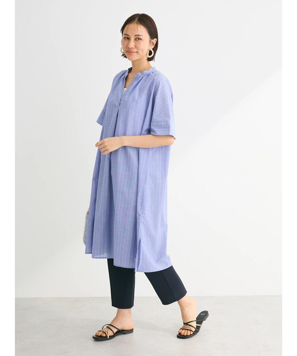 Green Parks 綿麻混スキッパーミニワンピース 