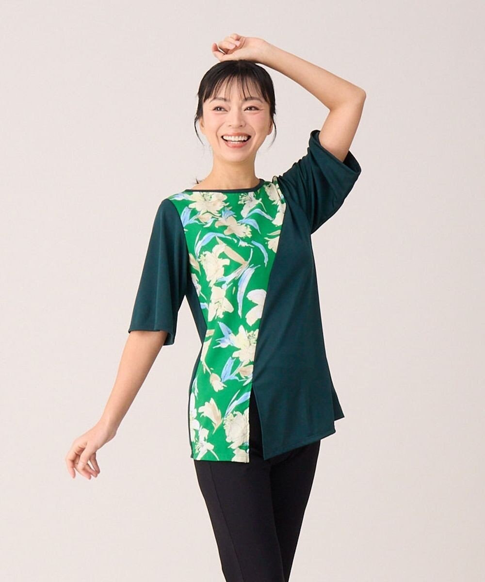 Chacott フラワープリントワンピースＴシャツ 