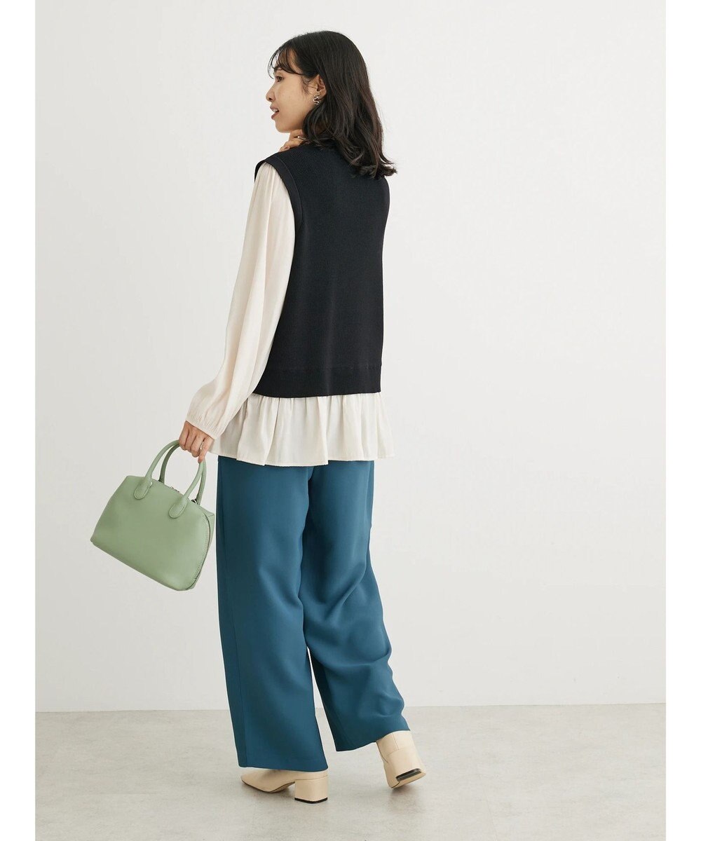 Green Parks とろみ布帛ドッキングニットチュニック 