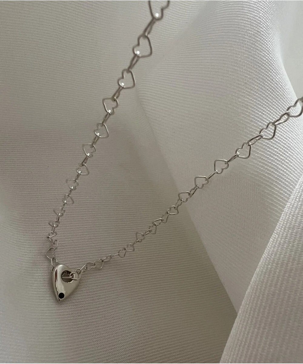 yoaa シルバー925 ハートブラックダイヤモンドネックレス 