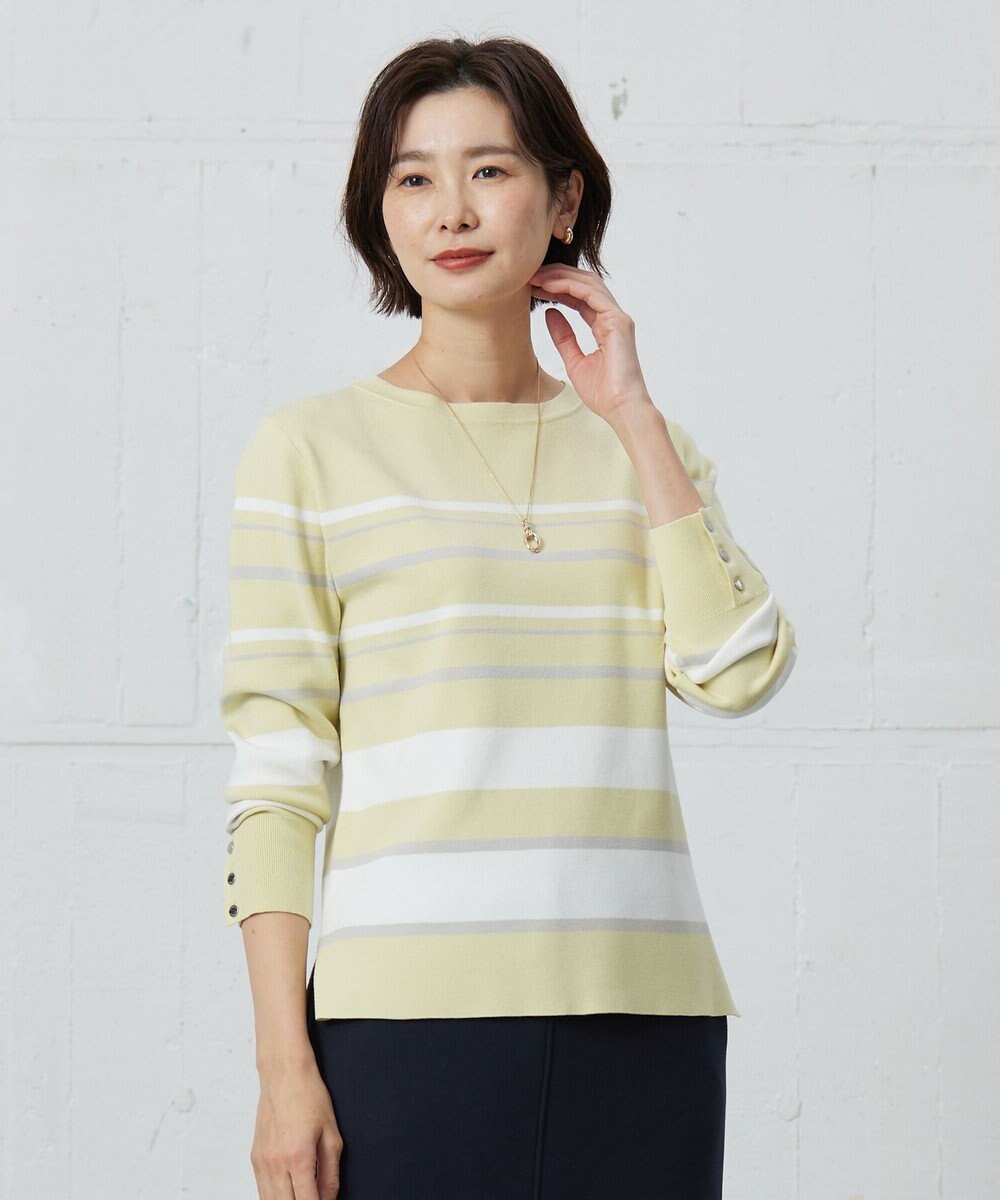 J.PRESS LADIES 【洗える】Rayon Stretch Border ニット 