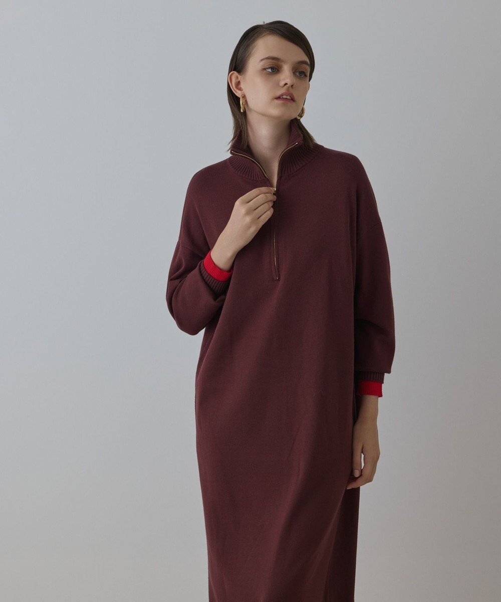 GRACE CONTINENTAL バイカラーストレートニットワンピース 