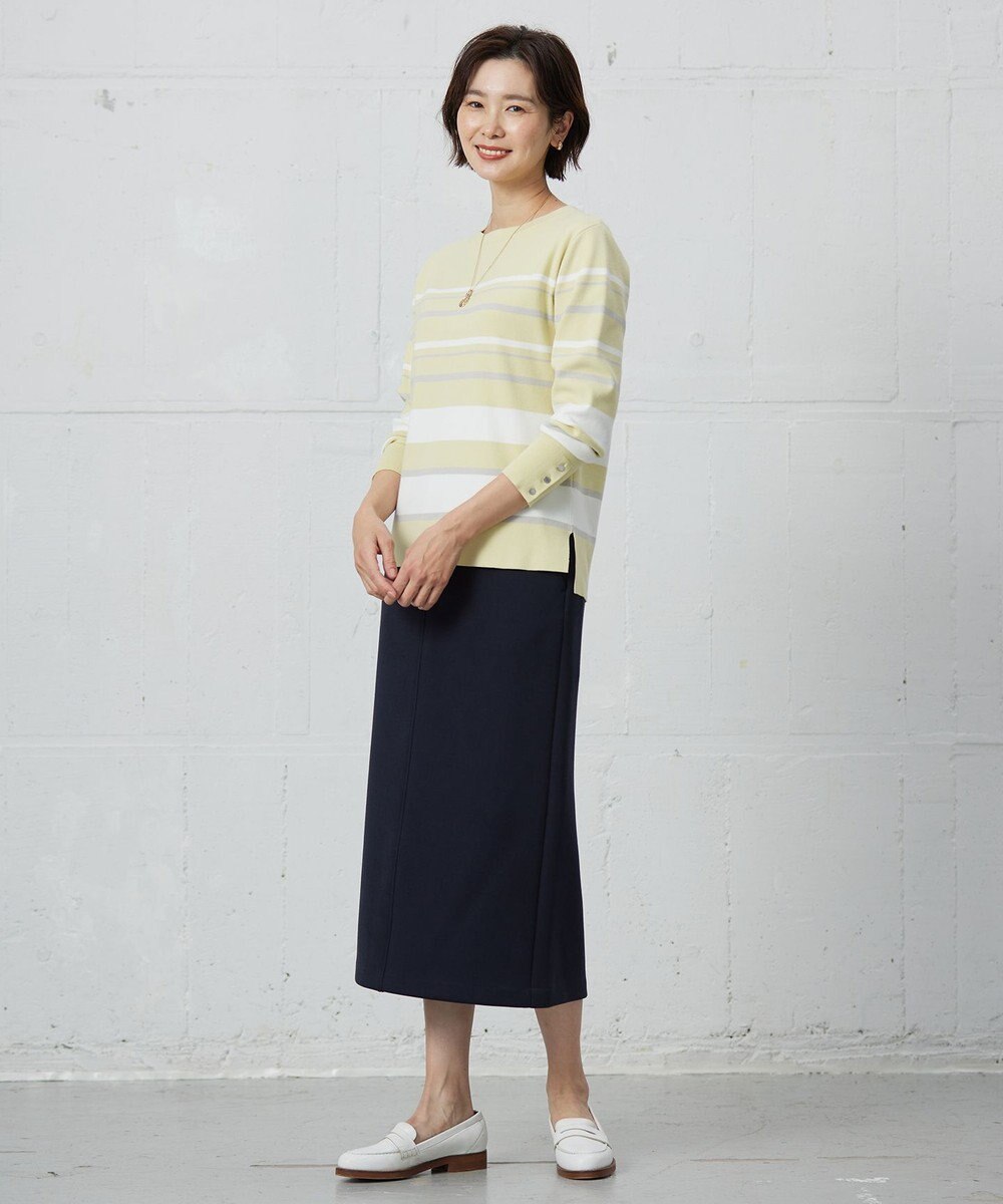 J.PRESS LADIES 【洗える】Rayon Stretch Border ニット 