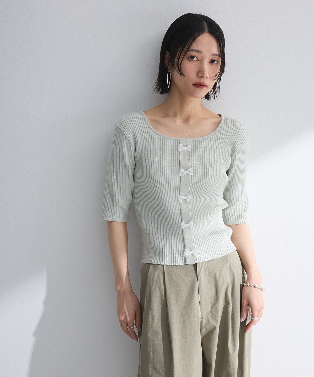 Green Parks ・ｓｗｉｎｇ　ｂｙ　フロントリボンリブニット 