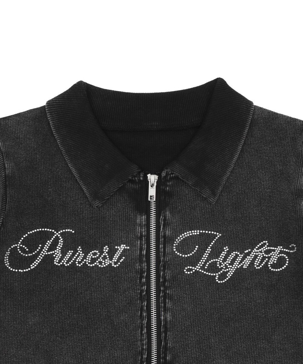 WEGO ラインストーンロゴWZIPトップス 