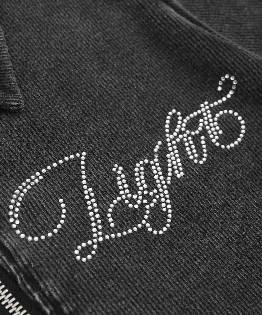 WEGO ラインストーンロゴWZIPトップス 