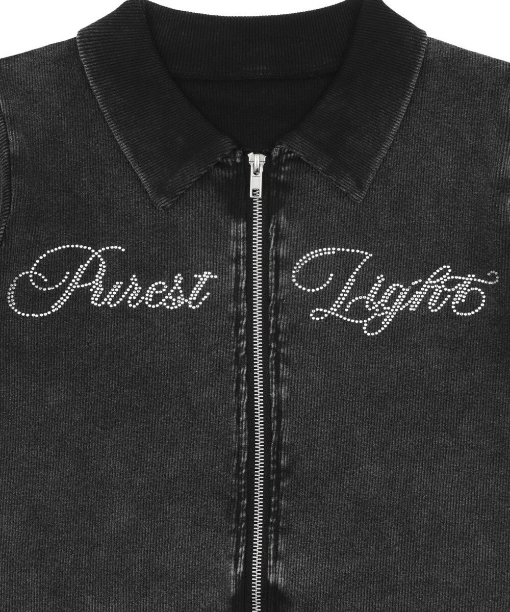 WEGO ラインストーンロゴWZIPトップス 