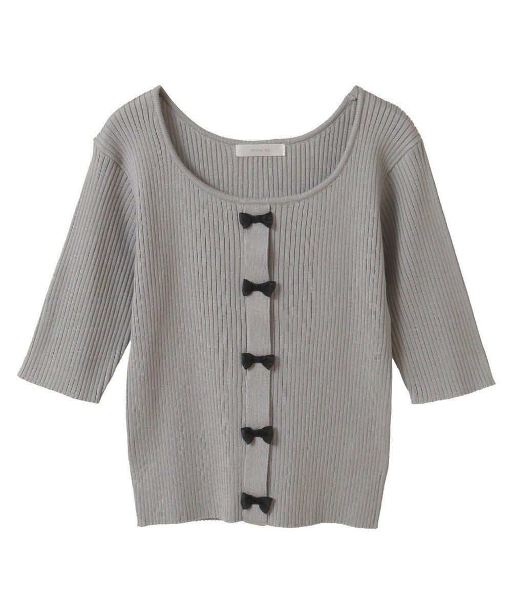 Green Parks ・ｓｗｉｎｇ　ｂｙ　フロントリボンリブニット 