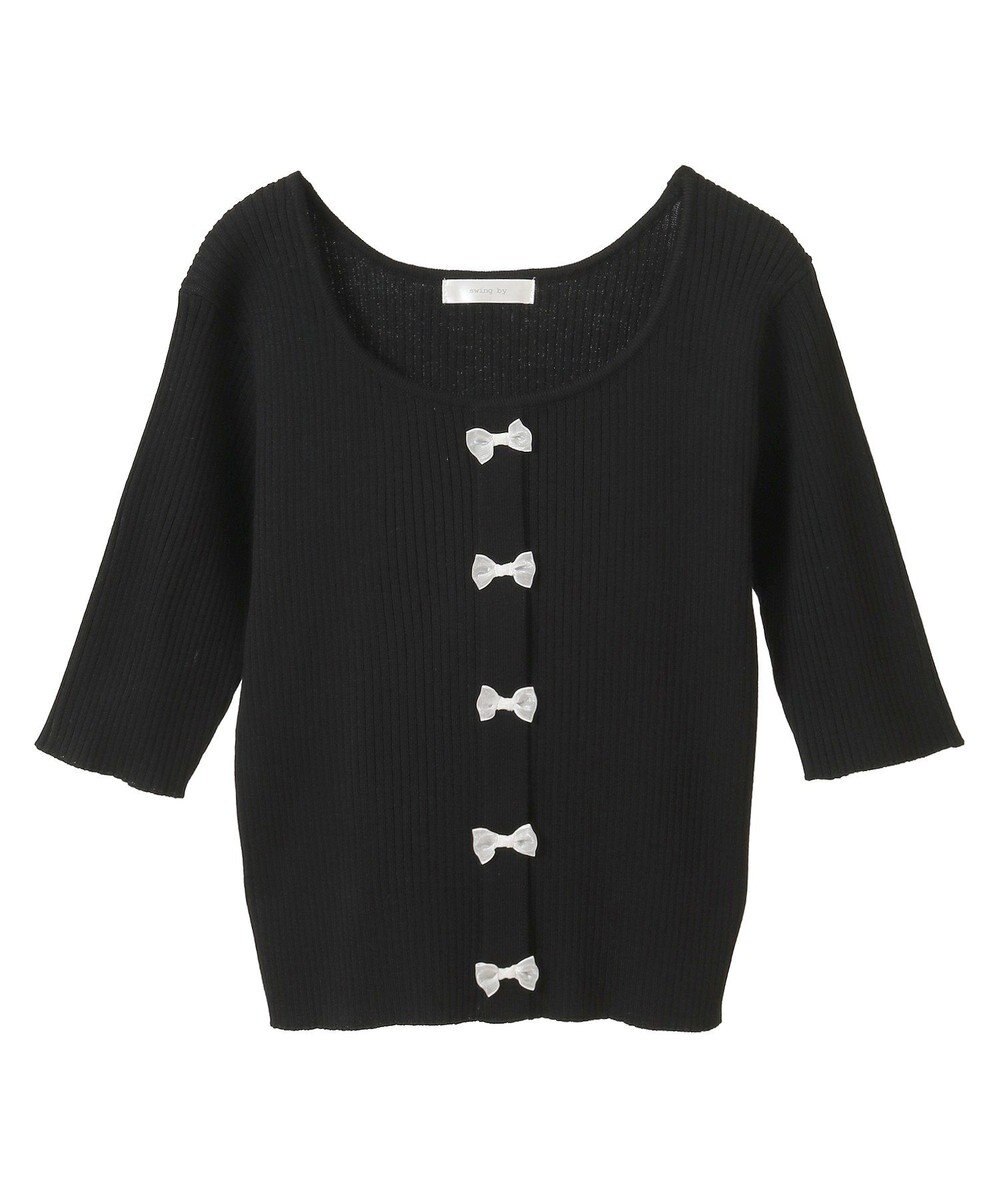 Green Parks ・ｓｗｉｎｇ　ｂｙ　フロントリボンリブニット 