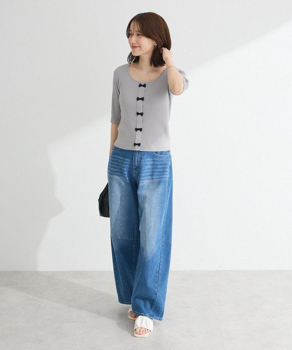 Green Parks ・ｓｗｉｎｇ　ｂｙ　フロントリボンリブニット 