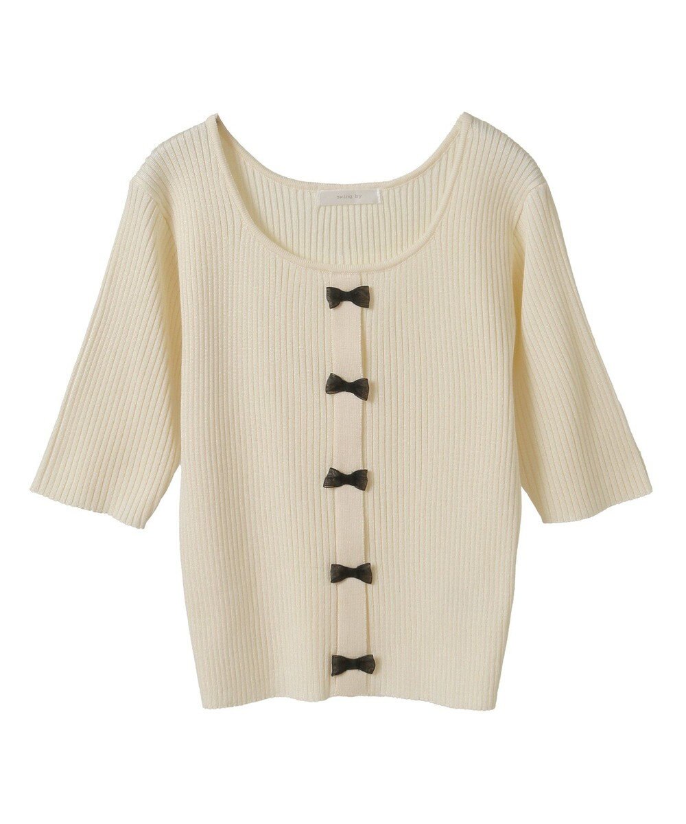 Green Parks ・ｓｗｉｎｇ　ｂｙ　フロントリボンリブニット 