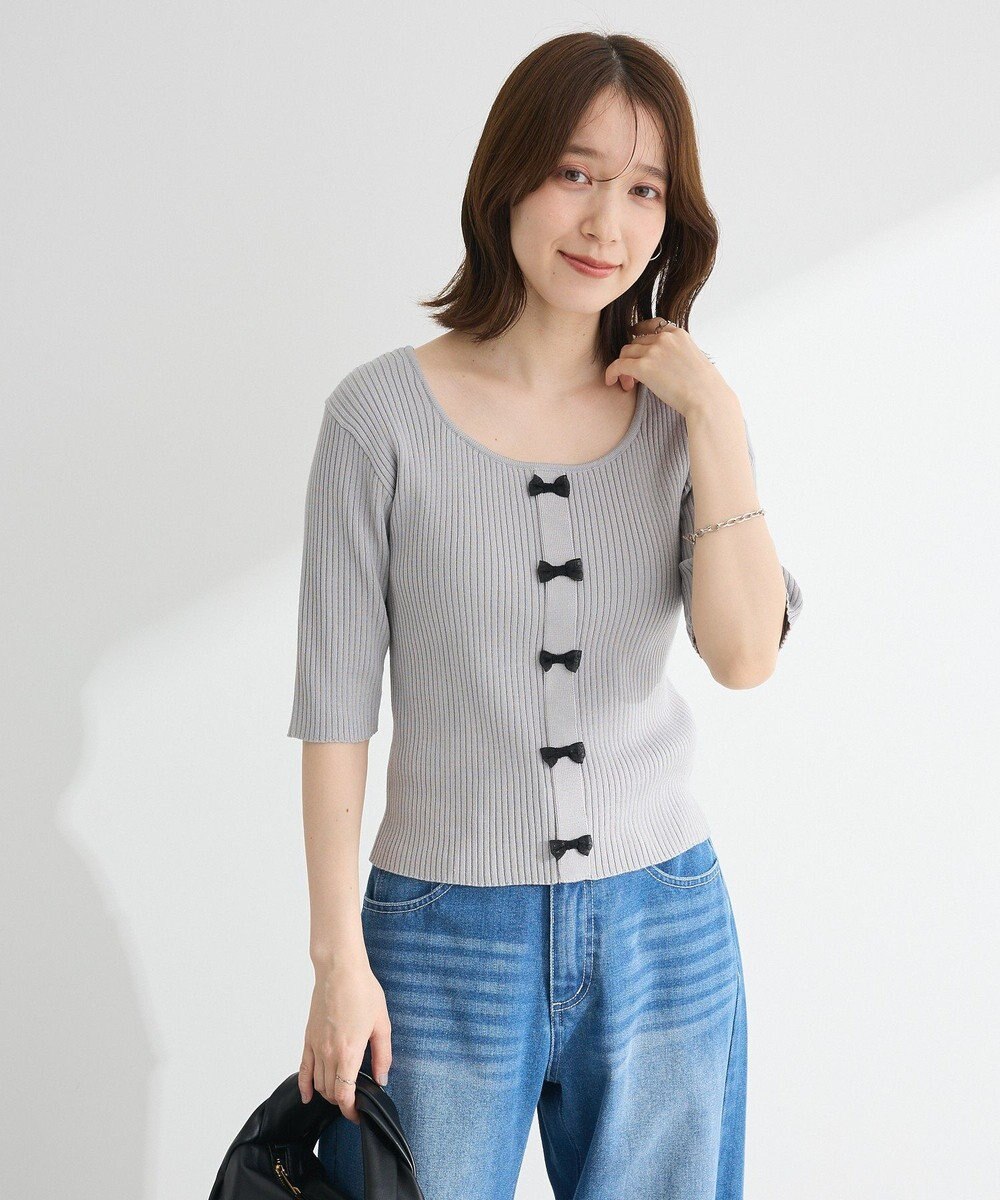 Green Parks ・ｓｗｉｎｇ　ｂｙ　フロントリボンリブニット 