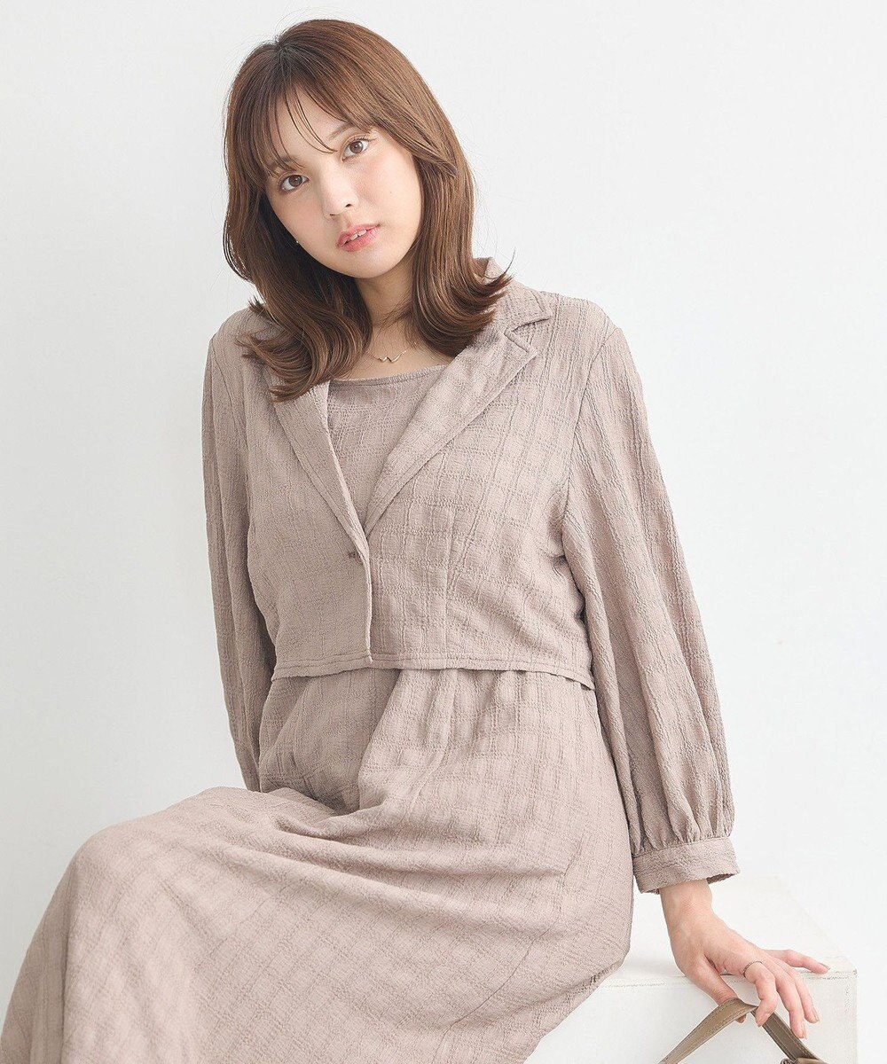 earth music&ecology ＳＥＴ２点ジャカードシャツ＋キャミドレ 