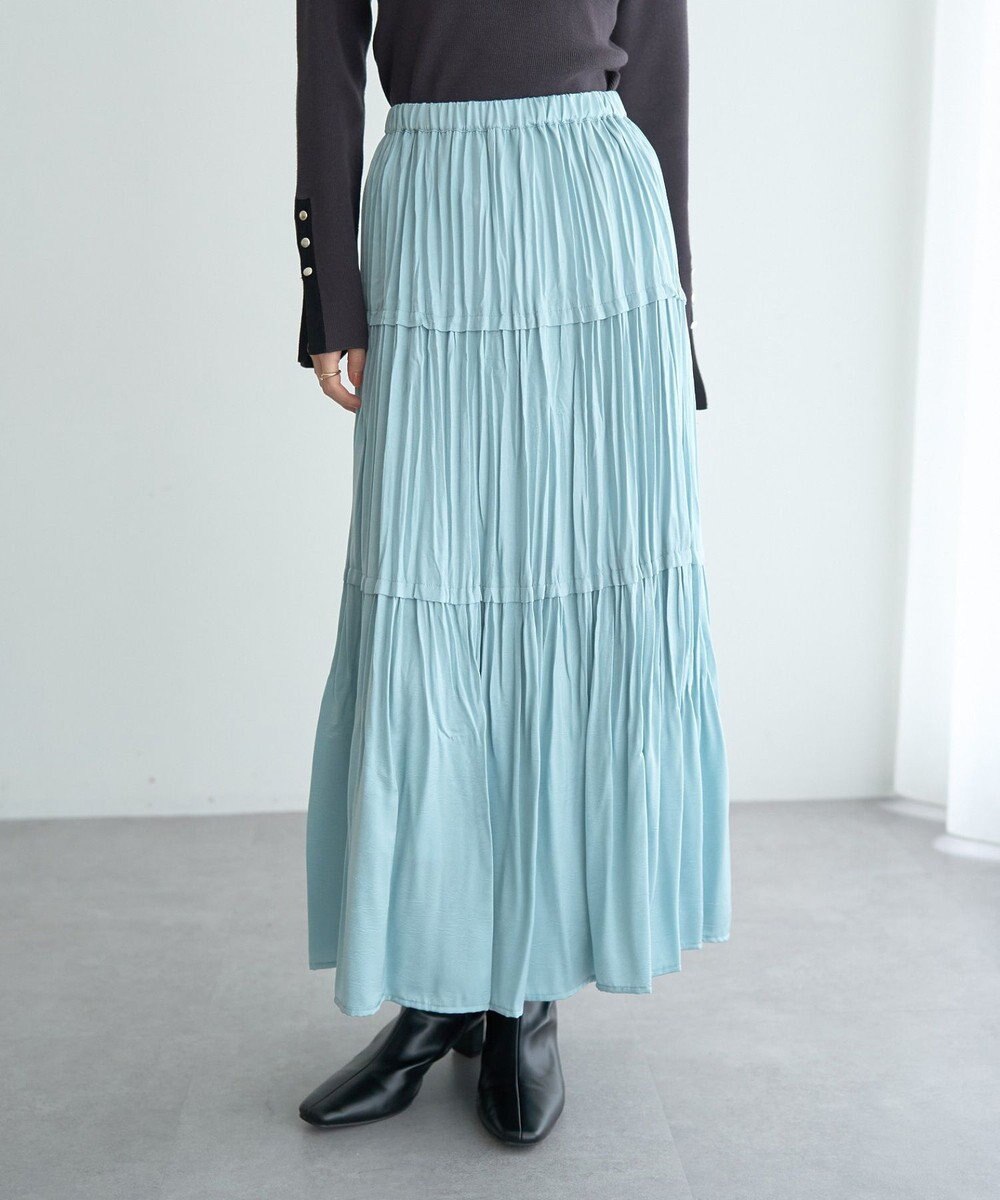 YECCA VECCA ランダムプリーツサテンマーメイドスカート 