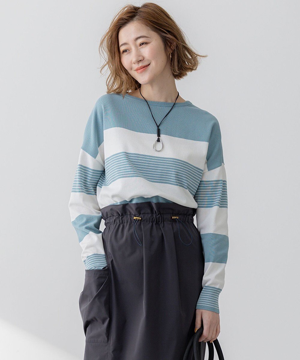 23区 【洗える】コットンポリエステルストレッチ ショート ニット 