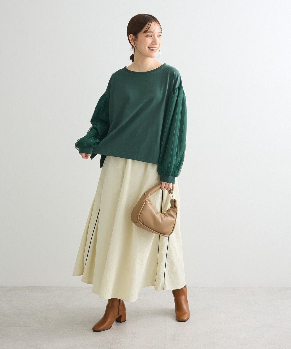 Green Parks 袖チュールドッキングプルオーバー 