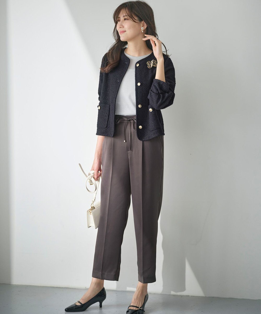 ANY SIS 【洗える】サテンドロストイージー パンツ 