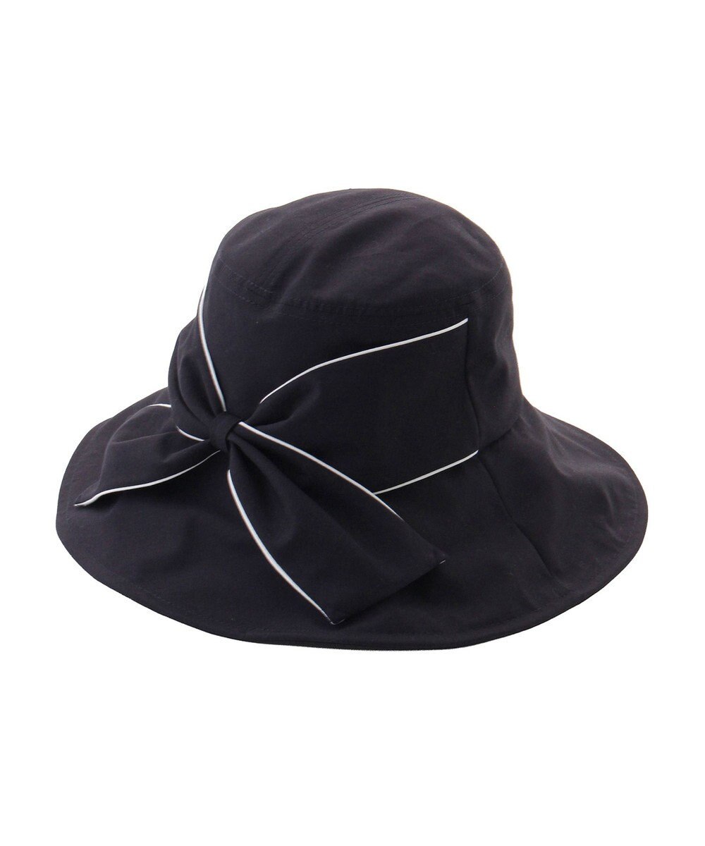 MOONBAT 【遮光100％/遮熱/UV】HIROKO KOSHINO(ヒロコ コシノ)遮光 ビッグリボンハット 帽子 広つば ゆったりMサイズ 手洗い可能/サイズ調整可能/日本製 