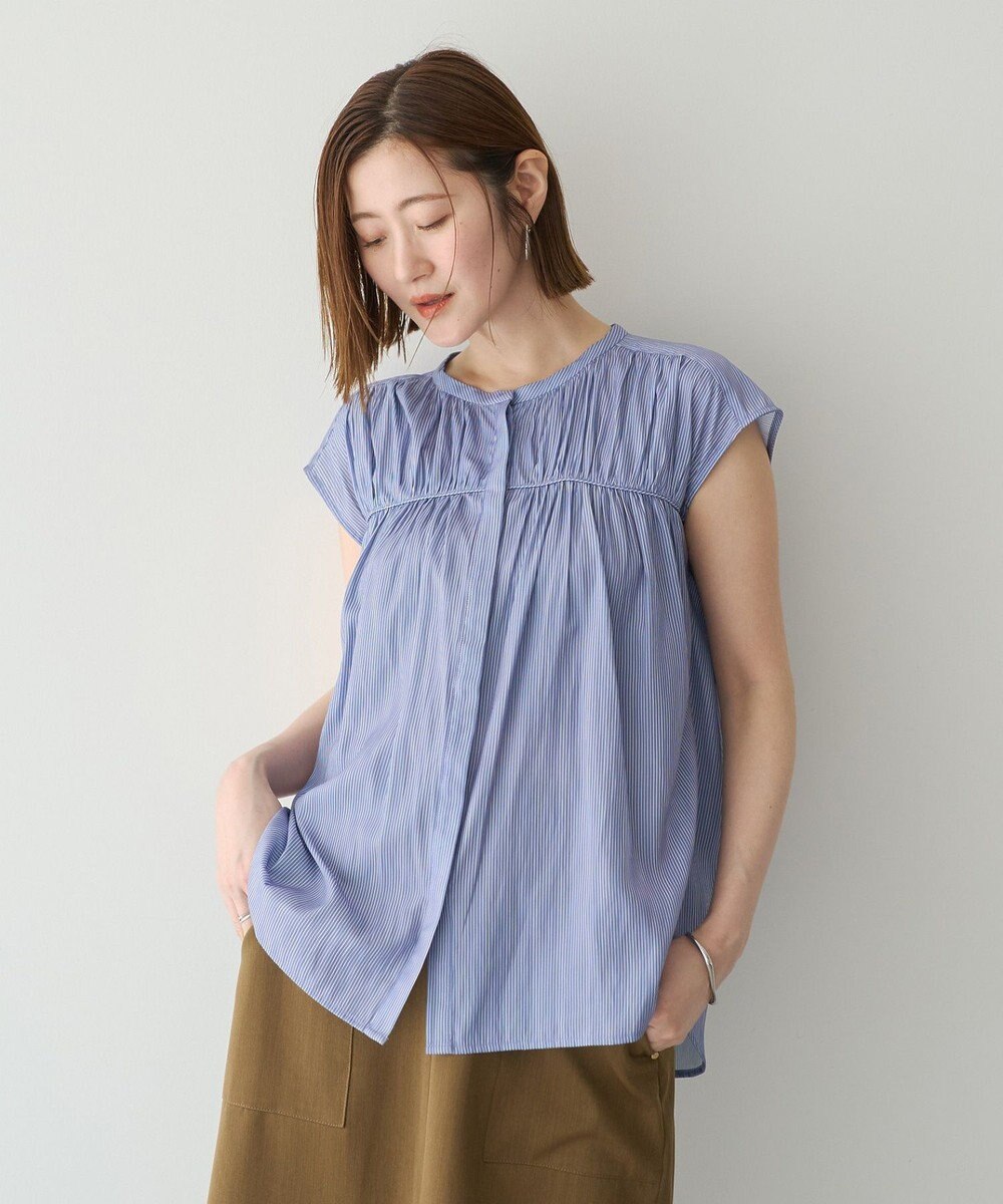 YECCA VECCA <<接触冷感>>フレンチスリーブギャザーブラウス 