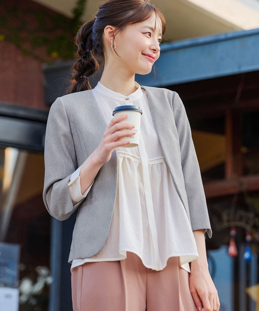 Tiaclasse 【洗える】ピンタックギャザーブラウス 