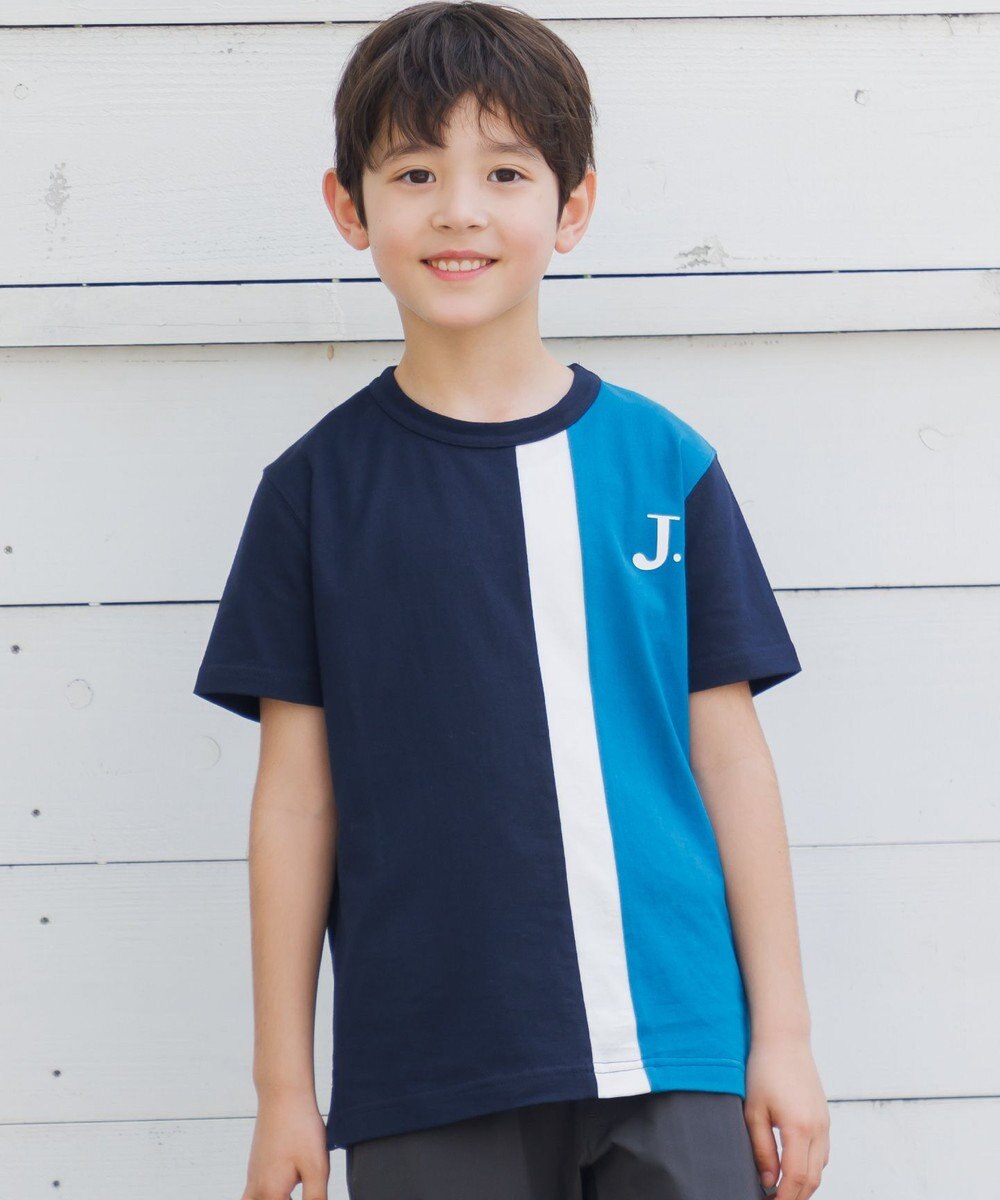 J.PRESS KIDS 【100-130cm】50/2 トリコストライプ 切替Tシャツ 