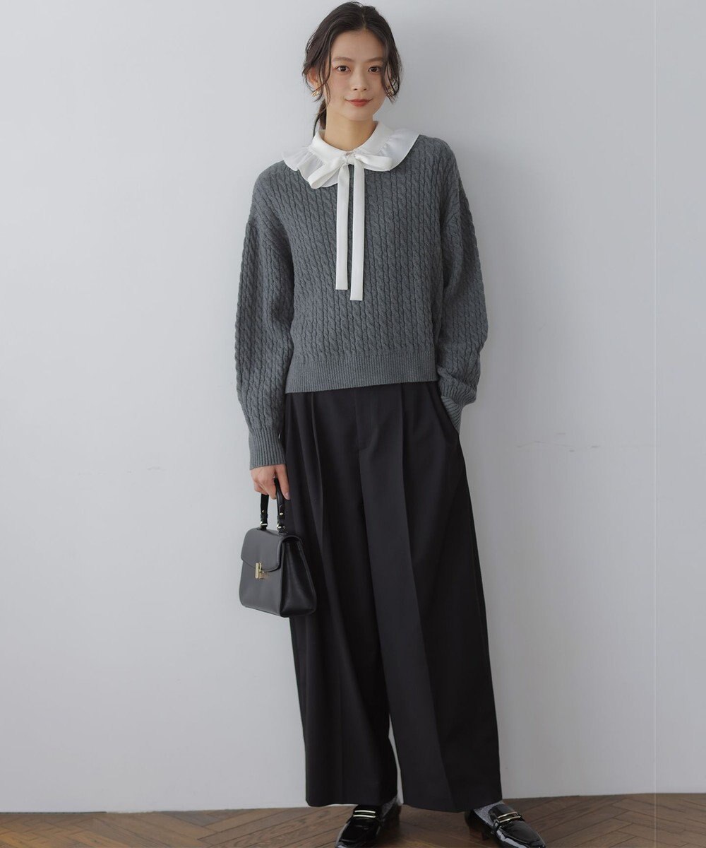 組曲 【WEB限定】ボウタイ付きフリルカラー ブラウス 