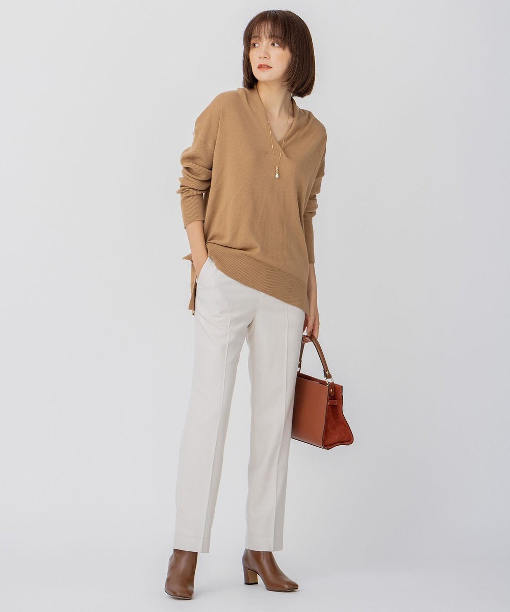 23区 S 【10色展開】ウーステッドウール 重ね襟Vネック ニット 